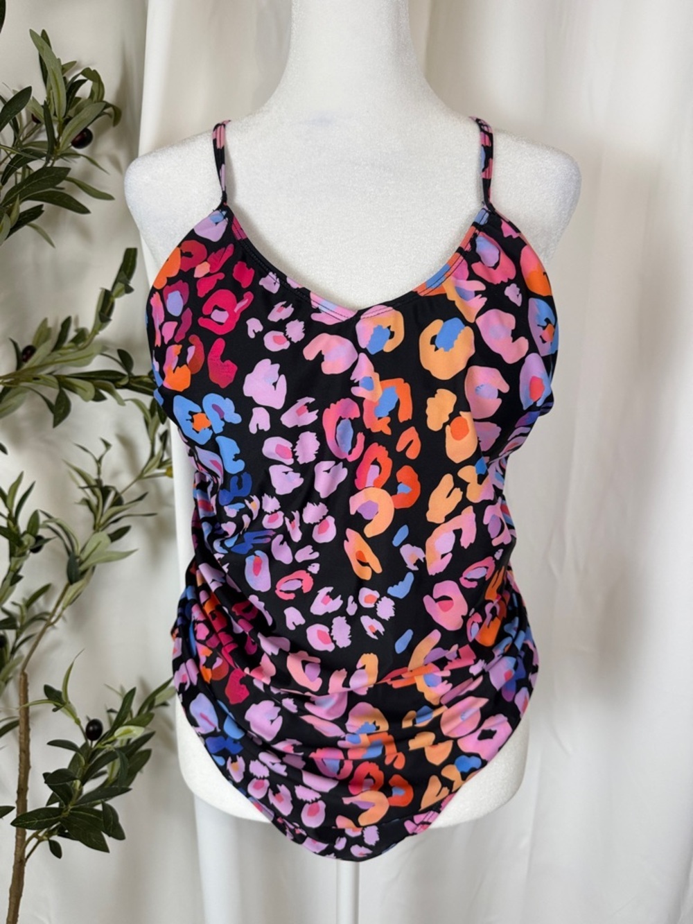 NWT Cupshe Multicolored Leopard Print O-Ring One Piece Swimsuit Sz XL (S2) - Picture 6 of 8